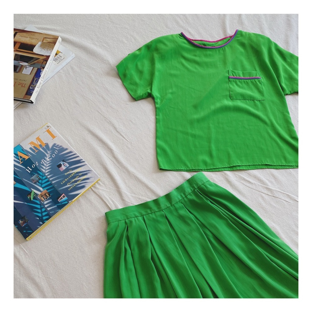 Sale🌸Vintage slime green skirt set